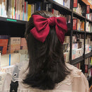 Ribbon Bow Hair Tie Rope Women Satin Hairband Ponytail Holder (Wine Red)