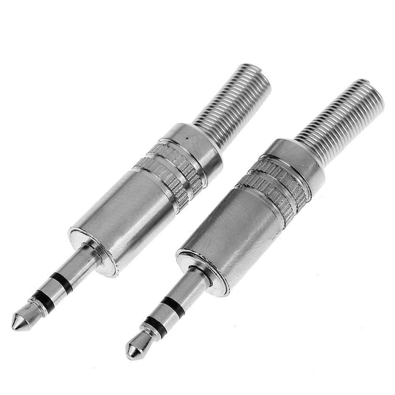 2pcs 3.5mm 1/8in Stereo Male Audio TRS Plated Jack Plug Adapter Connectors Newly