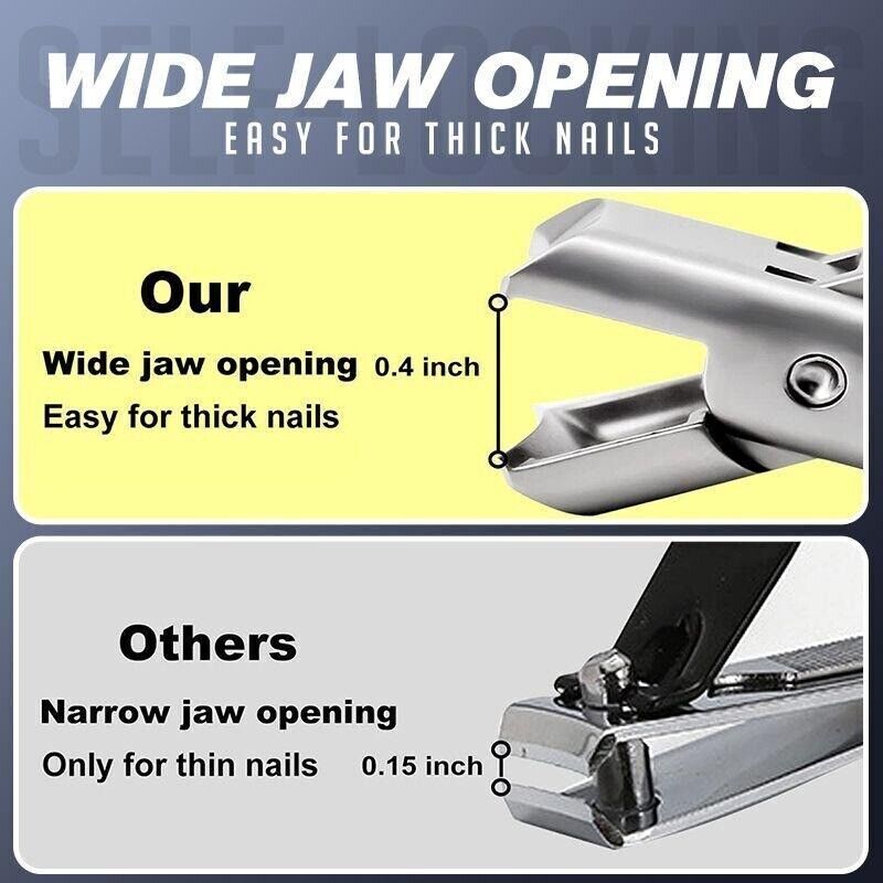 Ultra Sharp Nail Clippers Steel Wide Jaw Opening Anti Splash Portable S2H2