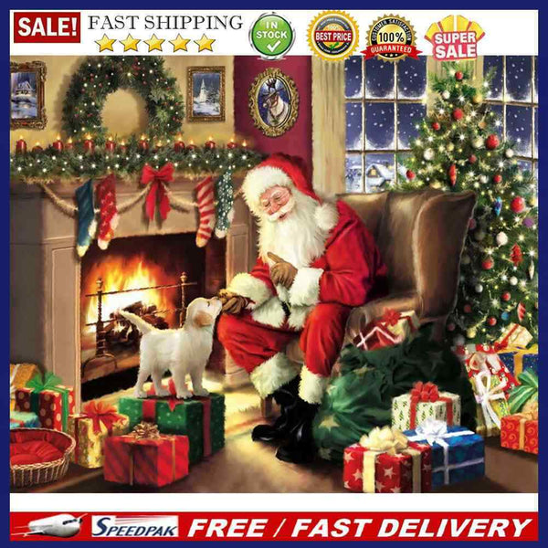 DIY Digital Picture Santa Claus and Dog Frameless Painting By Number Handic