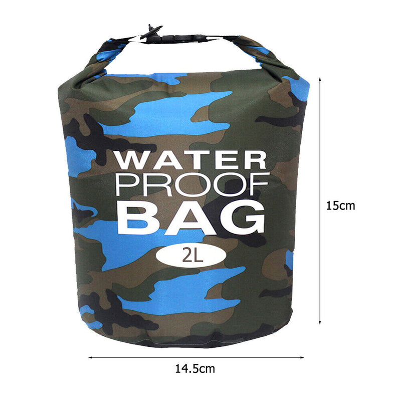 Waterproof Swimming Bag Camouflage Outdoor Camping Dry Sack (2L Light Blue)