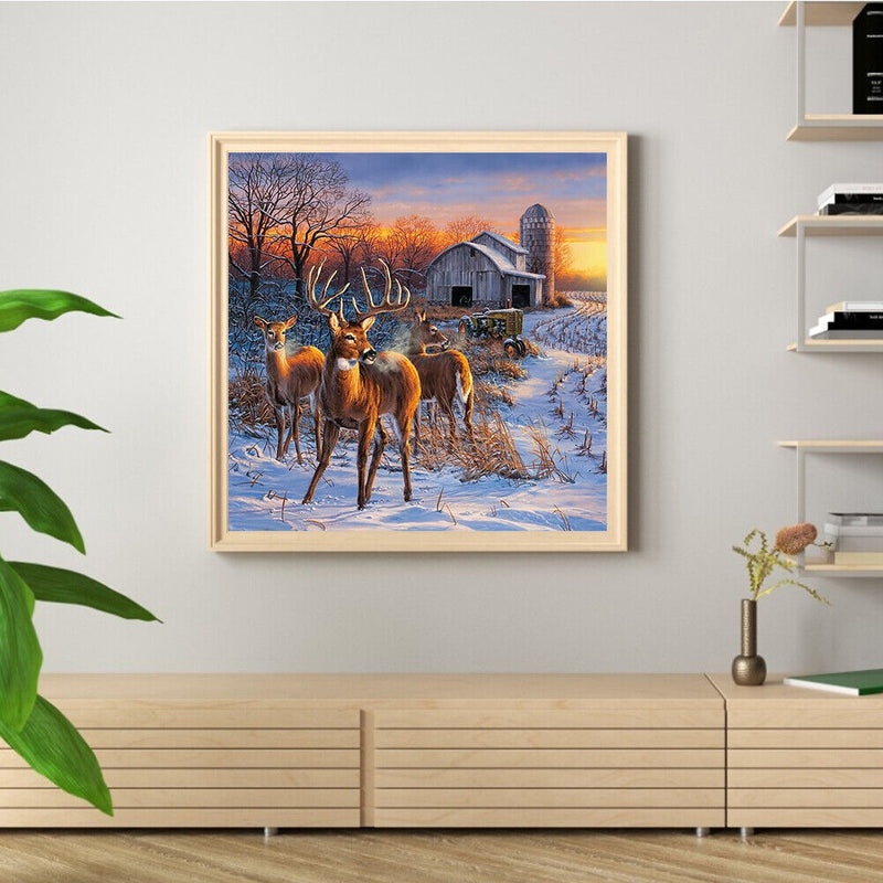 Oil Paint By Numbers Picture DIY Drawing Farmhouse Deer Acrylic Paint Decor Art