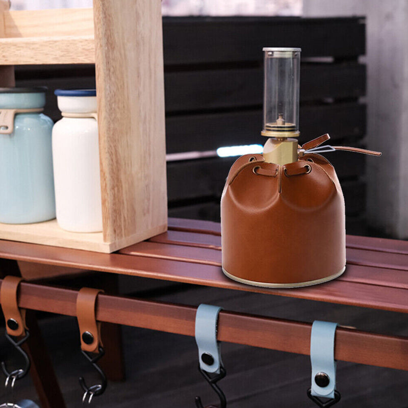Camping Gas Bottle Protective Cover Retro Leather Sleeve (Coffee 350x112mm)