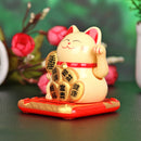 Chinese Lucky Cat Wealth Waving Shaking Hand Fortune Welcome Craft (Yellow)