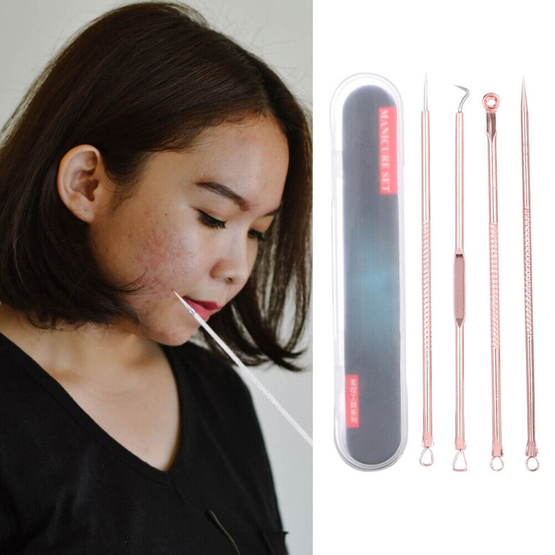 4pcs/set Stainless Steel Blackhead Remover Pimple Blemish Extractor Acne Needles