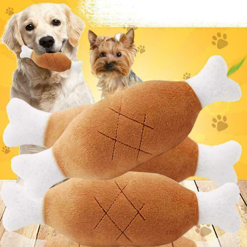 Pet Dog Puppy Toys Chicken Legs Design Small Dogs Chew Toys Sound Plush Squ D5H4
