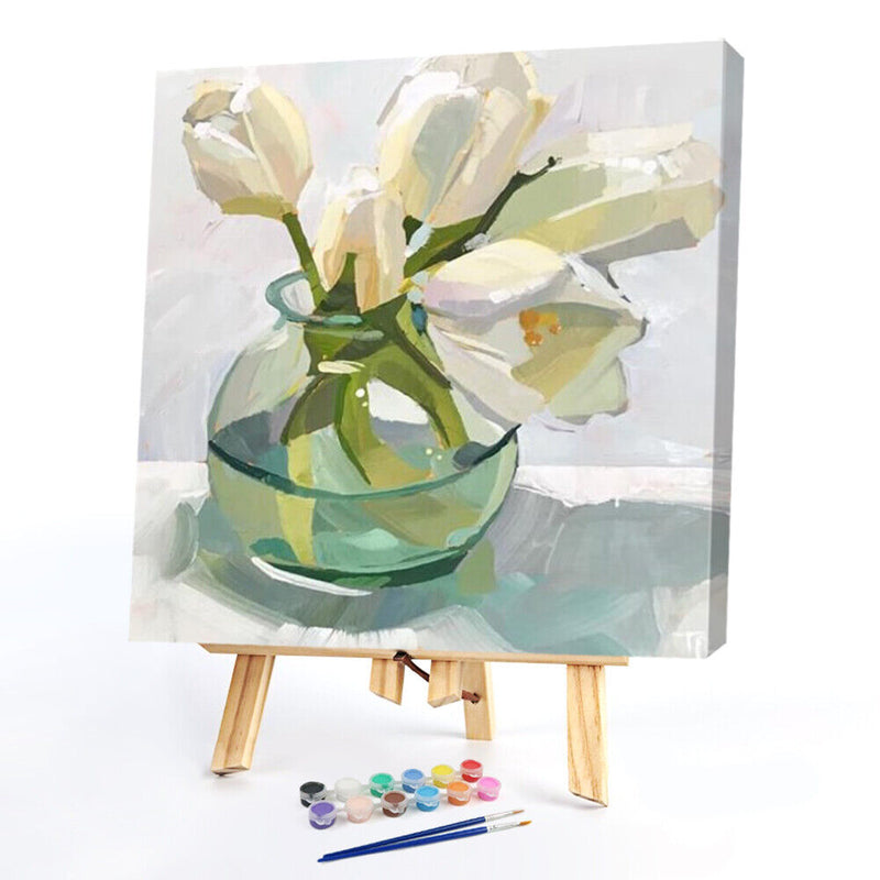 Flower in Glass Vase Oil Paint By Number Kit DIY Home Decoration Gift Wall