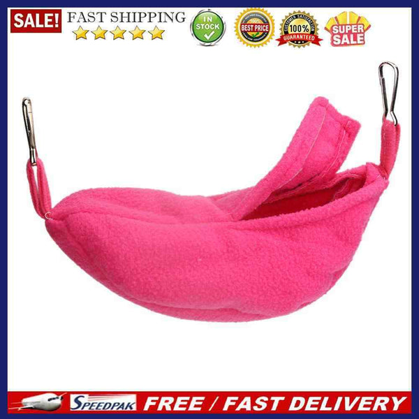 Warm Banana Hamster Hammock Hang Cage Pet Birds Sleeping Nest House (Rose)