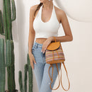 #A Women Straw Shoulder Backpack Boho Summer Beach Embroidery Woven Schoolbags