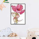 2 Strands Mouse with Flowers Partial Embroidery Stamped Cross Stitch Home Decor
