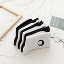 and White Hip-hop Women Moon Pattern Stockings Japanese Fashion Cotton  Socks