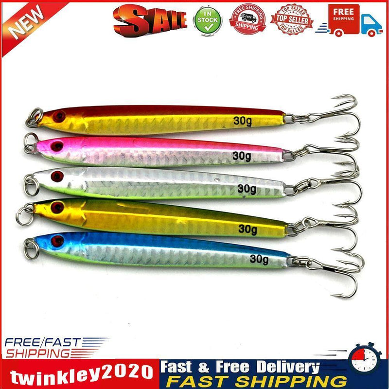 5pcs 30g  Casting Jig Metal Slice Fishing Lures Spinning Fishing Hook Newly