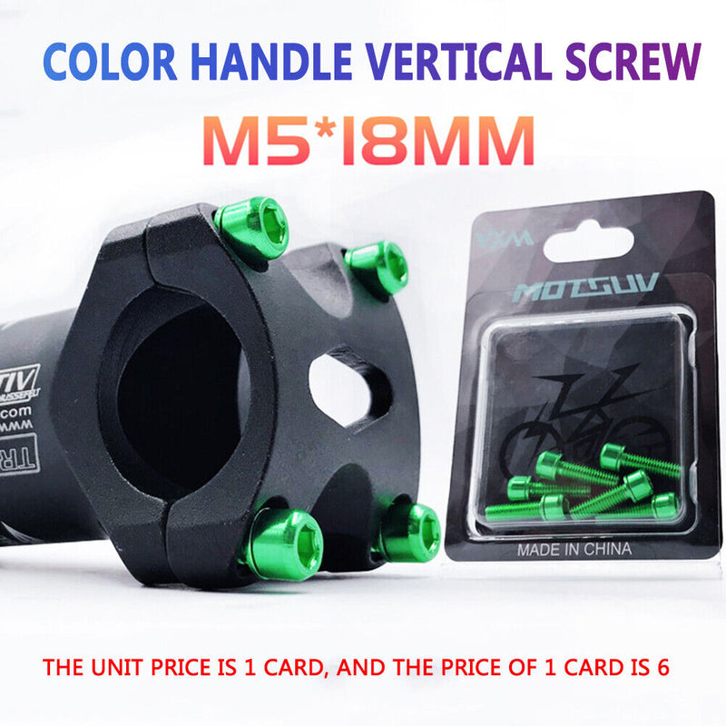 6pcs Mountain Bike Stem Bolts Titanium M5x18mm Allen Head Stem Screws w/ Wa