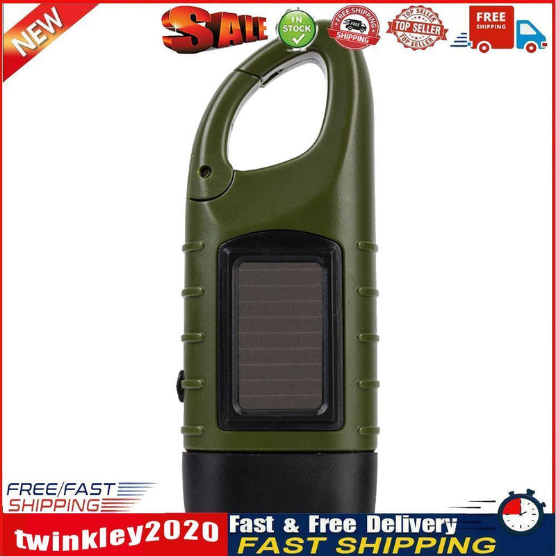 Hand Crank Solar Dynamo Torch Lamp Outdoor Emergency LED Flashlight (Green Newly