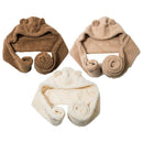 Casual Cute Bear Plush Novelty Women Caps Ear Hat Hat Scarf Set Beanies Caps