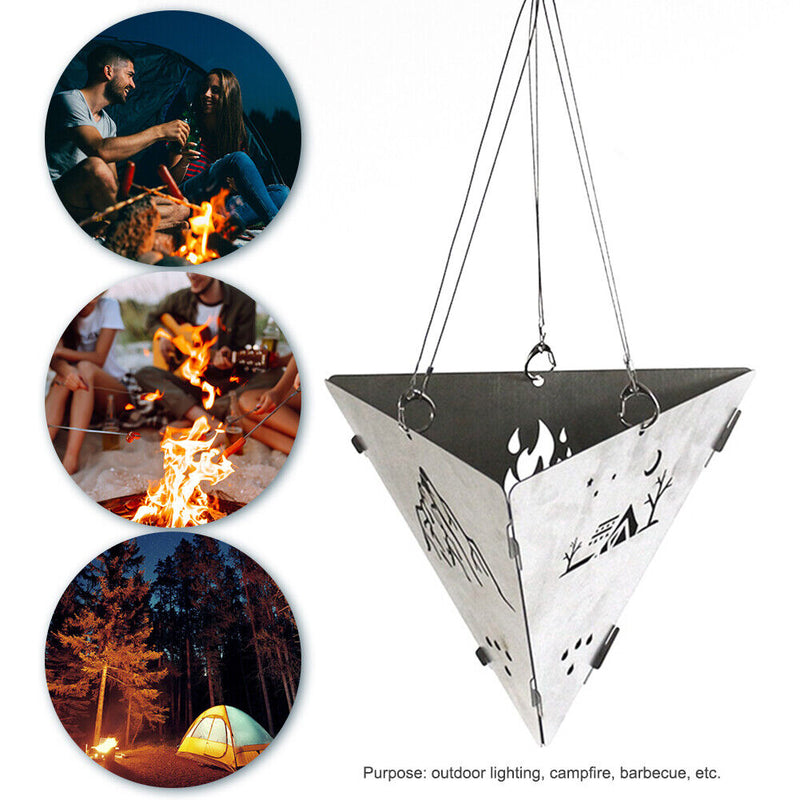 Campfire Hanging Triangle Stove Wood Charcoal Burning Stoves Portable Camping