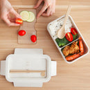 Microwave Lunch Containers Box with Compartments Food Container (Beige) Newly