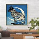 Diamond Painting 5D DIY Moon Cat Full Round Drill Rhinestones Picture Kit
