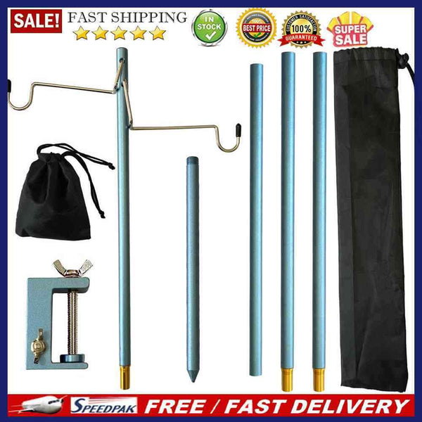 Outdoor Camping Portable Folding Lamp Bracket Pole Tent Hanging Lantern Hol