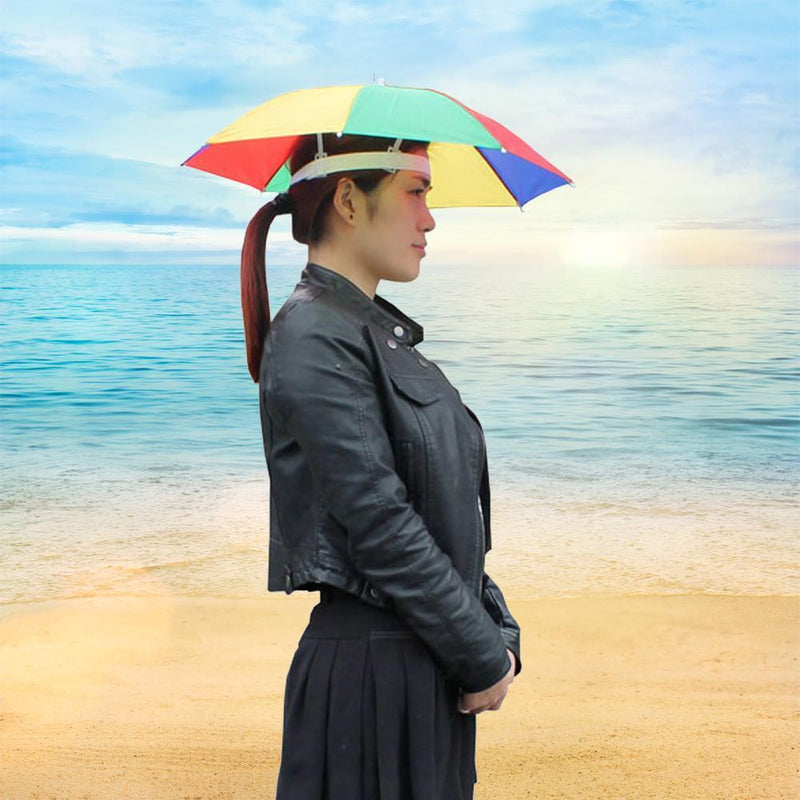 Foldable Adjustable Umbrella Hat Outdoor Fishing Hiking Sunshade Cap (Blue)