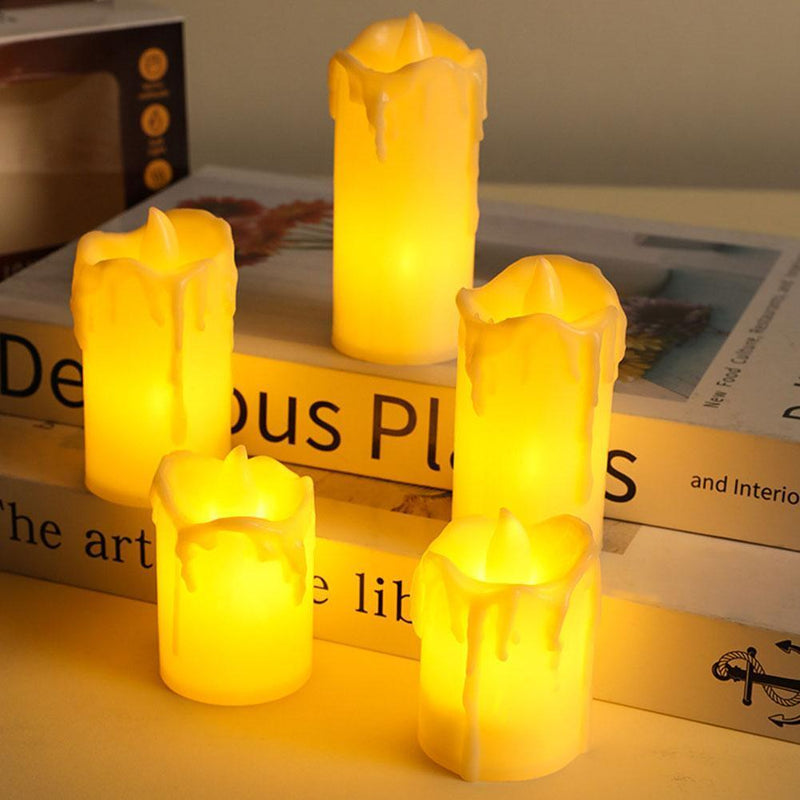 3 Pcs Battery Power LED Flameless Flickering Wax Candles | Pillar Home Decor_