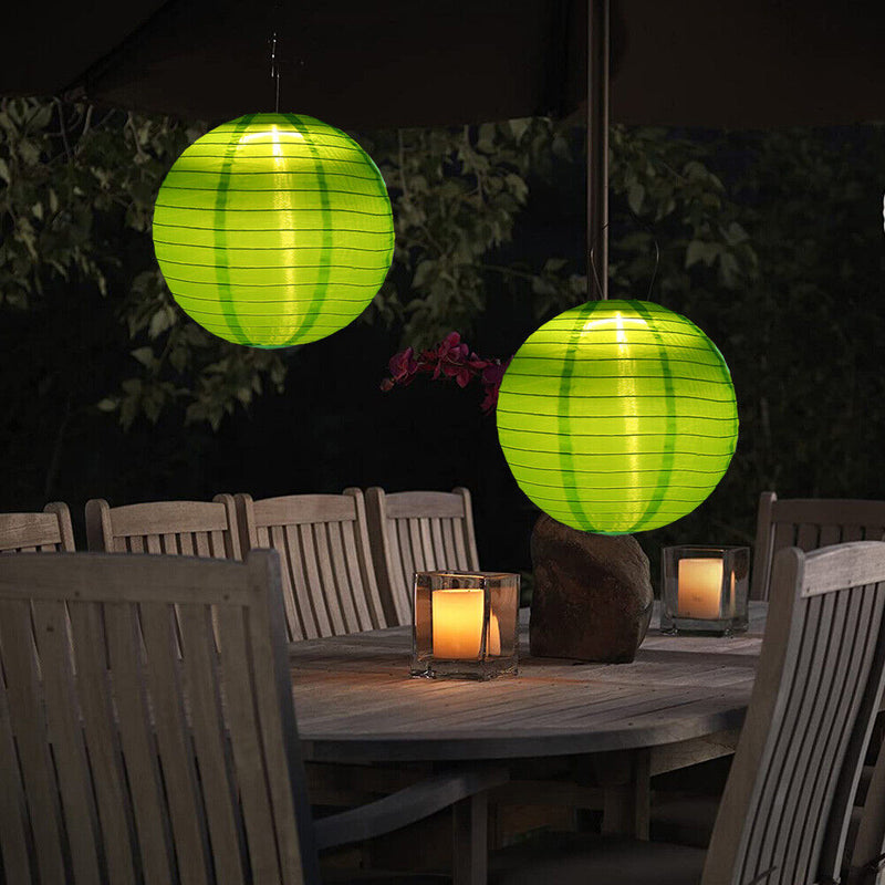 8 inch LED Round Solar Lantern Waterproof Pendant for Garden Decor (Green)