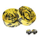 2Set Cycling Road Bike Sports Cork Handlebar Tape+ 2 Bar plug yellow+camo