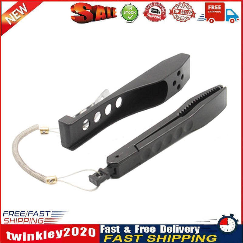 Fishing Tongs Gripper Portable Fishing Clip Grabber with Lanyard (Black) Newly