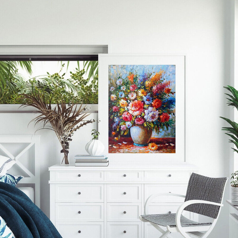Flower Oil Paint By Numbers Kits DIY Canvas Wall Art Picture Craft Home Decor