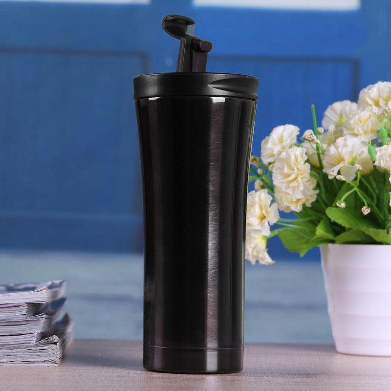 Stainless Steel Vacuum Thermal Bottle Unisex Coffee Tea Insulated Cup(Black