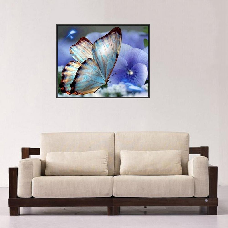 Blue Butterfly 5D Diamond DIY Painting Kit Home Decor Craft 30 X 25cm