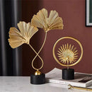Luxury Crafts Background Decor Metal Ornaments Ginkgo Leaf Table Decoration