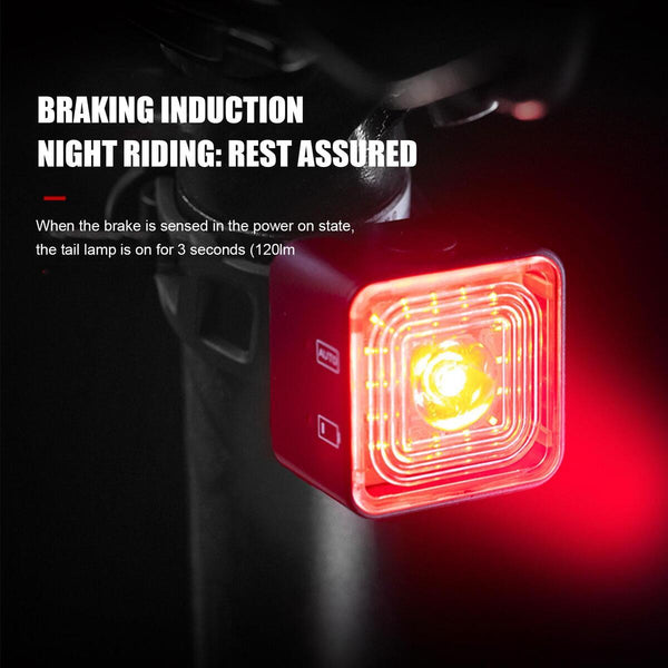 Smart Bicycle Tail Rear Light Auto Start Stop Brake IPX6 Waterproof Taillight`