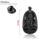 Fashion Lucky Blessing Black Amulet Buddha Pendant Necklace Carving Obsidian