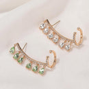 Fashion Water Drop Ear Accessories Gift Tassel Inlay Cubic Zirconia Stud Earrin`