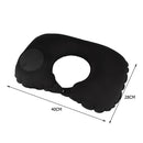 U Shape Travel Pillow Press Air Inflatable Airplane Neck Cushion (Black)