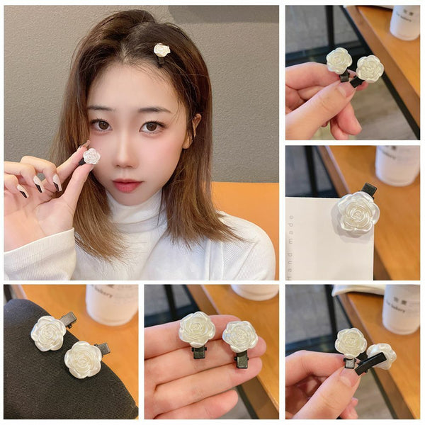 Women Camellia Milk White Color Barrettes Hairpin Hair Accessories Slid Clip