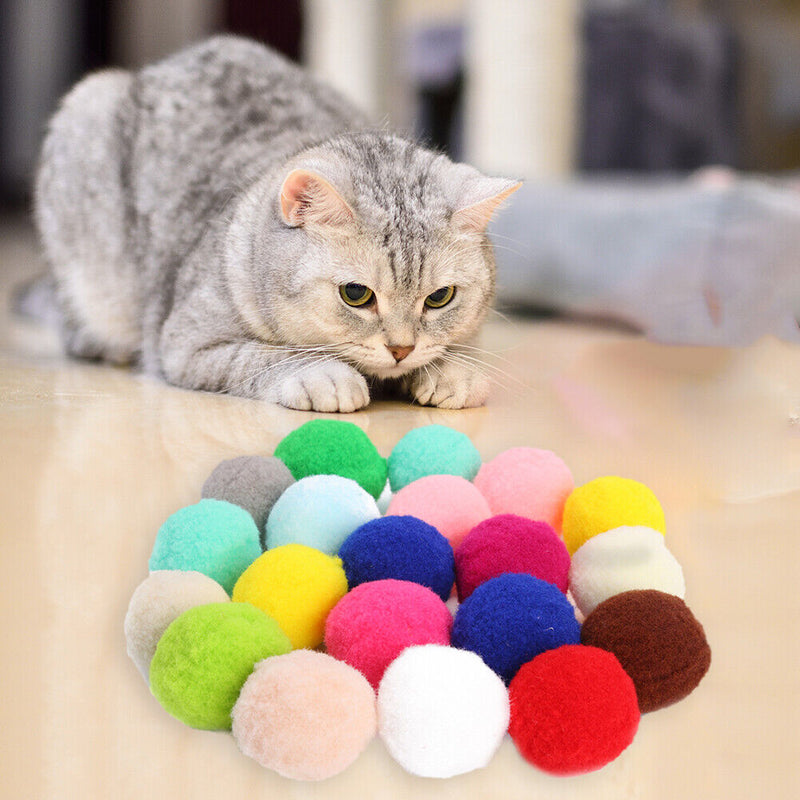 Pet Cat Candy Color Ball Toys Set Interactive Kitten Training Molar Chew Toys