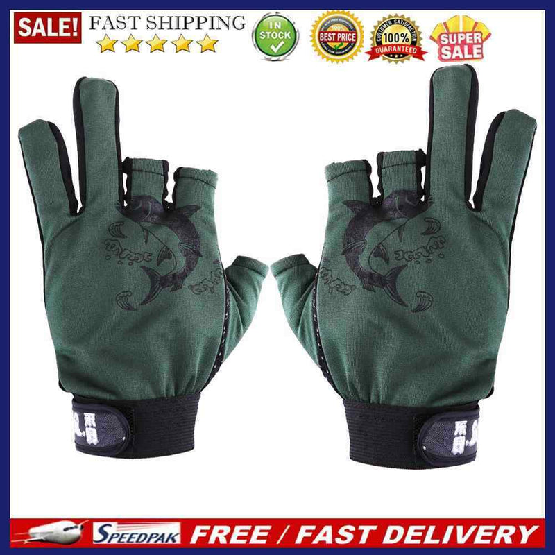 1 Pair Skidproof Half Finger Cycling Fishing Anti-Slip Glove(Green)