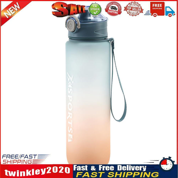 1000ML Plastic Water Bottle with Handle One-button Lock Space Cup (Blue) Newly