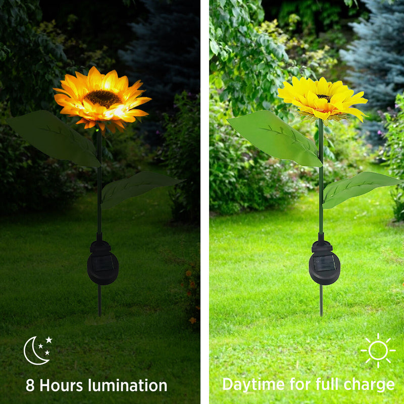 2 Packs Solar Sunflower Lights, Waterproof LED Garden Lamp, for Lawn, Yard Newly