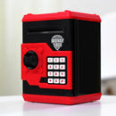 Electronic Piggy Bank ATM Password Money Automatic Save Safe Box (Black Red