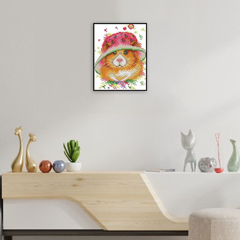 Partial Embroidery Mouse Hat DIY Stamped Canvas 14CT Needlework Sets Home Decor