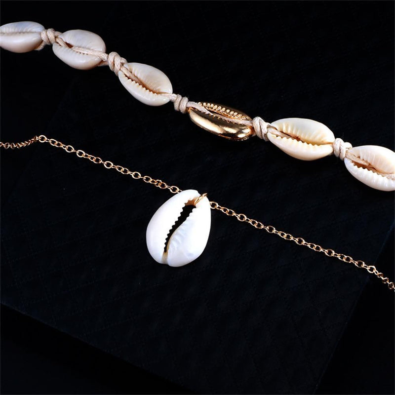 Women Beach Jewelry Cowry Seashell Pendant Bohemian Multilayer Shell Necklace