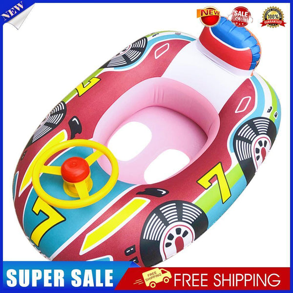 Car Shape Inflatable Swimming Ring Floating Ring with Steering Wheel (Pink)
