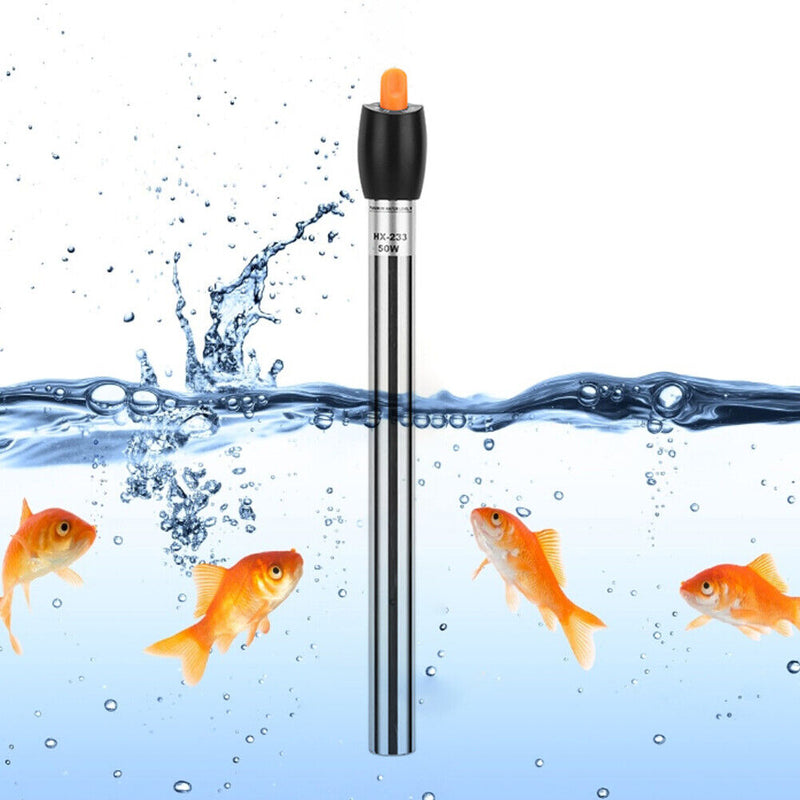 Submersible Fish Tank Water Heat Stainless Steel Auto Heating Rods (50W) Newly