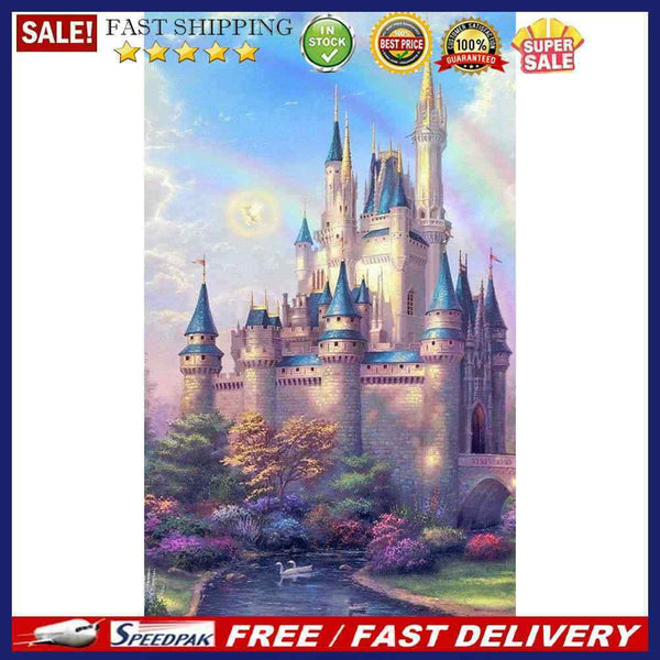 5D DIY Full Round Drill Diamond Paint Castle Mosaic Rhinestone Drawing Pict