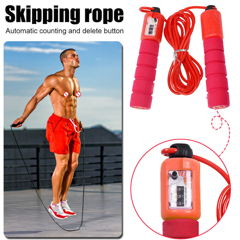 Professional Skipping Rope Counting Fitness Sports PVC Jump Rope (Rose Red)