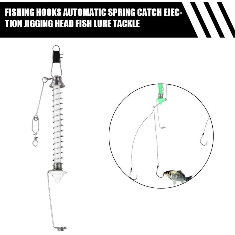 Fishing Hooks Automatic Spring Catch Ejection Jig Head Lure Tackle (White) Newly