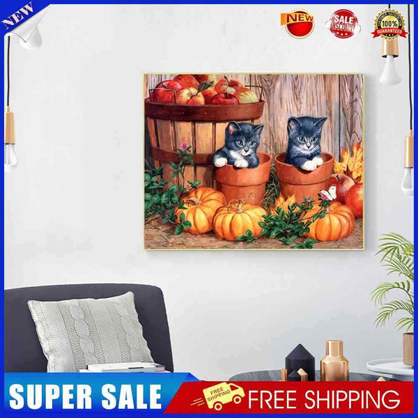 Black Cat and Pumpkin Oil Paint By Numbers Kit Frameless Drawing Picture